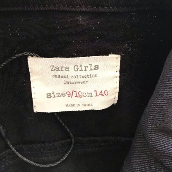 Zara NWOT black fringe denim jacket  9-10Y - Picture 5 of 6